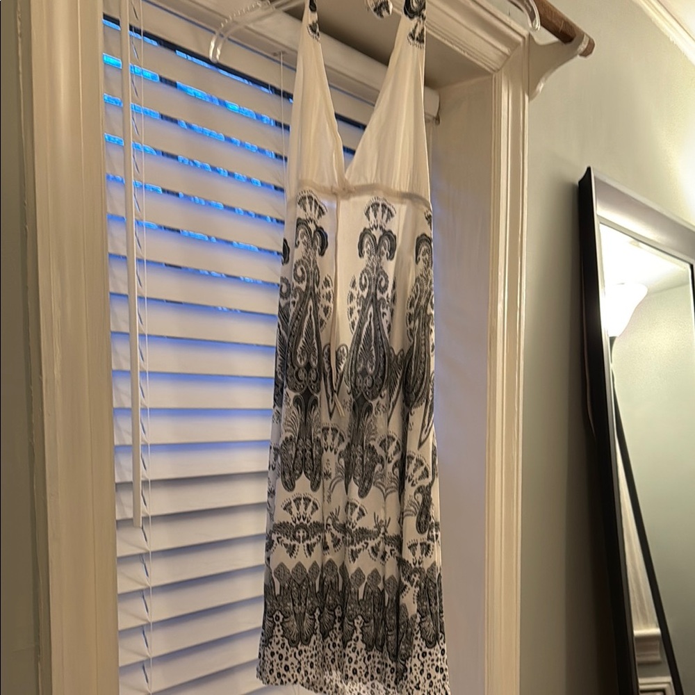 White and Gray Halter Backless Coverup